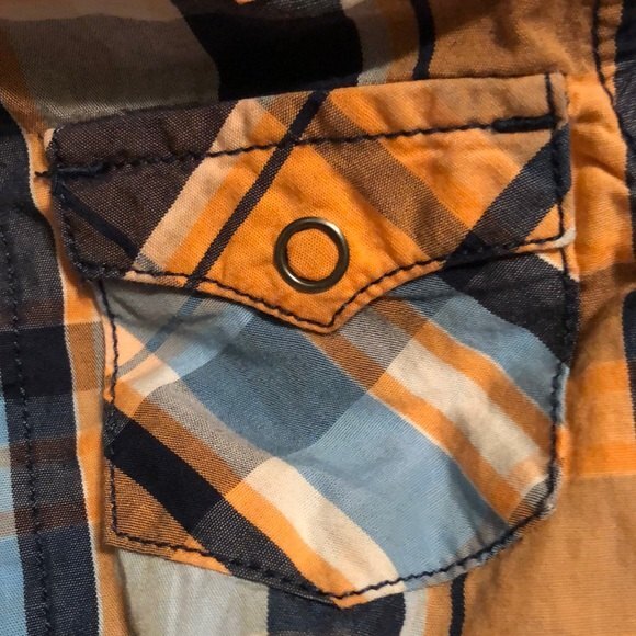 Arizona jeans snap button plaid shirt size 12m - Picture 3 of 4